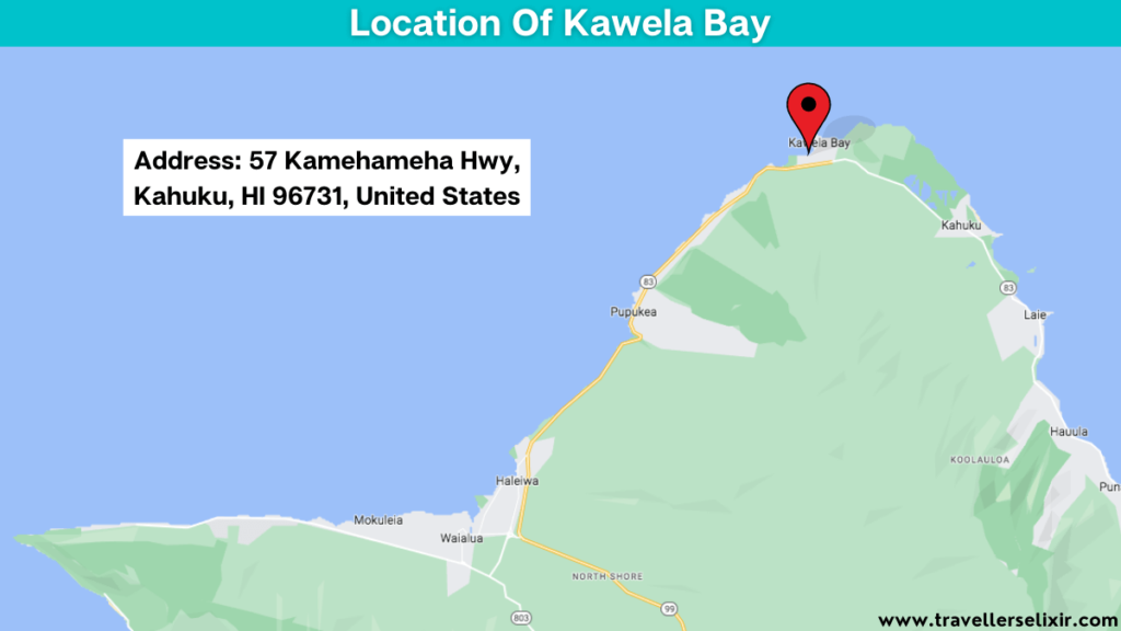 Map showing the location of Kawela Bay.