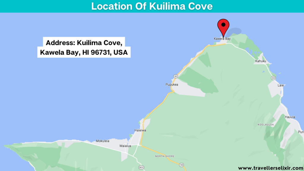 Map showing the location of Kuilima Cove.