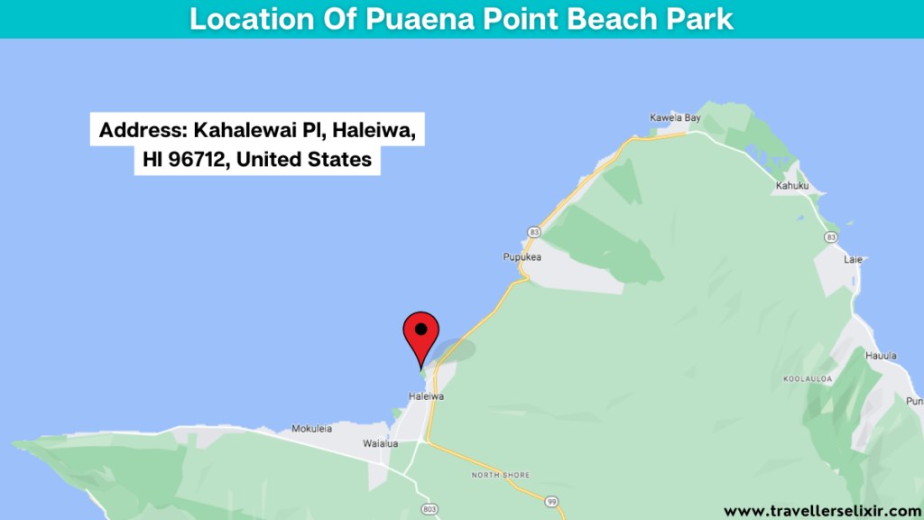 Map showing the location of Puaena Point Beach Park.