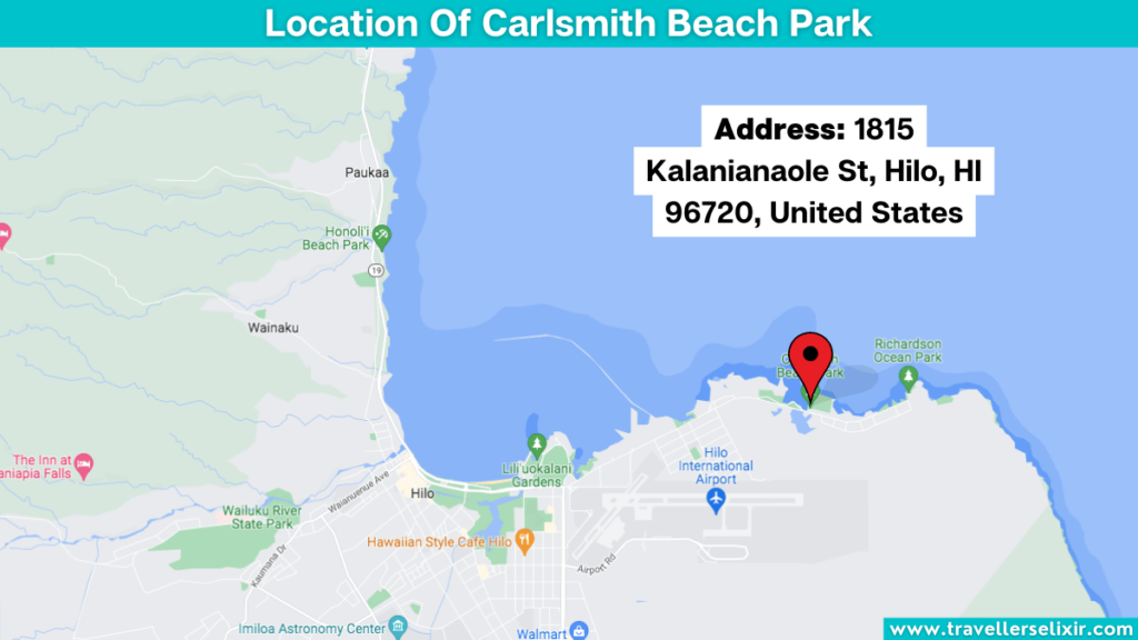Map showing the location of Carlsmith Beach Park.