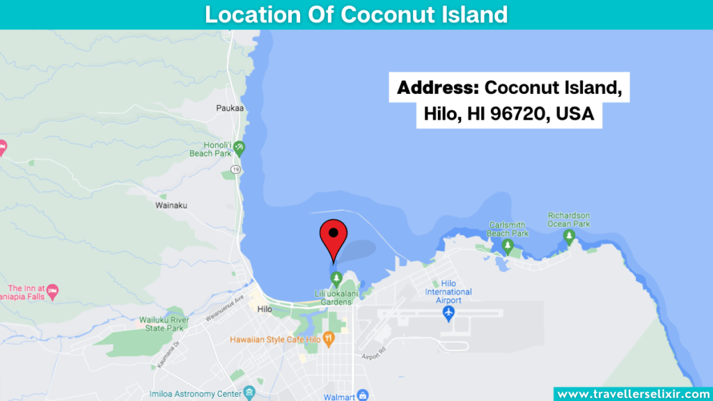 Map showing the location of Coconut Island.