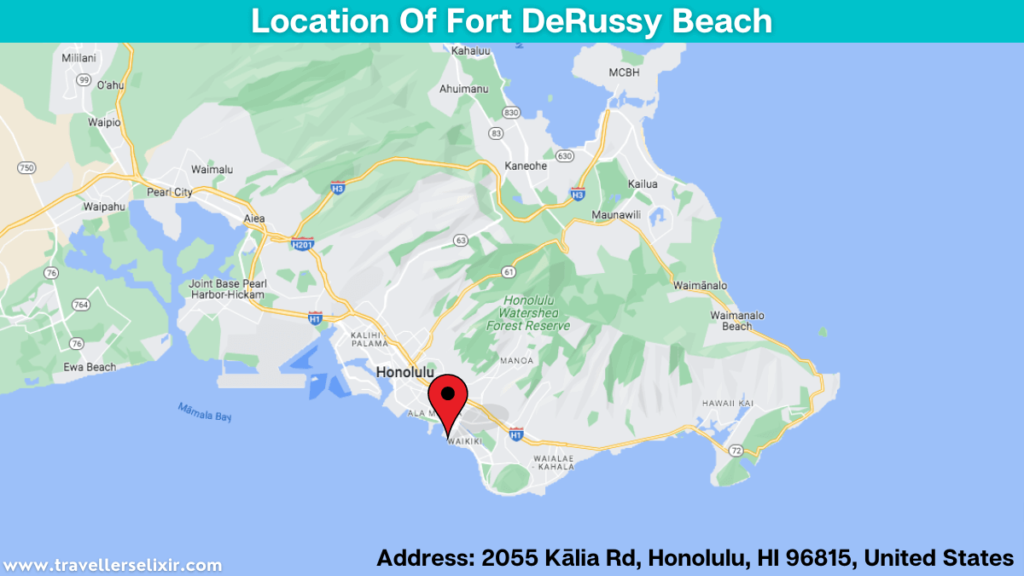 Map showing the location of Fort DeRussy Beach.