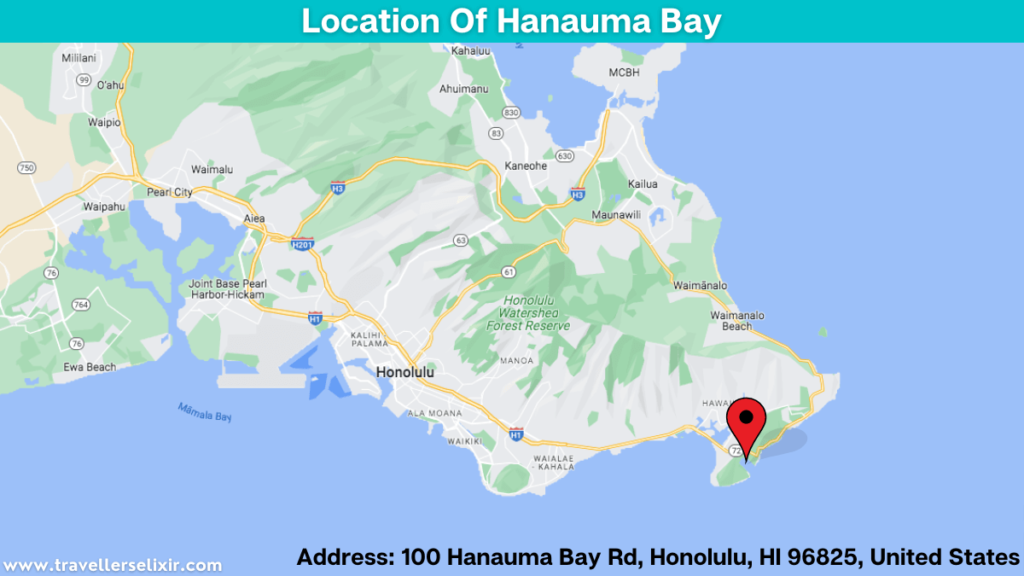 Map showing the location of Hanauma Bay.