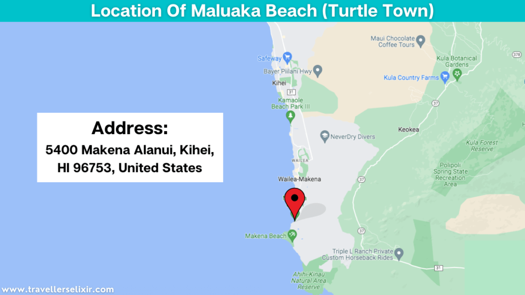 Map showing the location of Maluaka Beach.