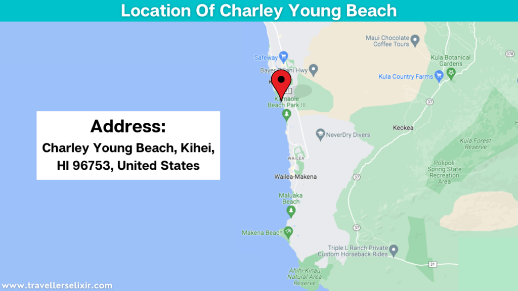 Map showing the location of Charley Young Beach.