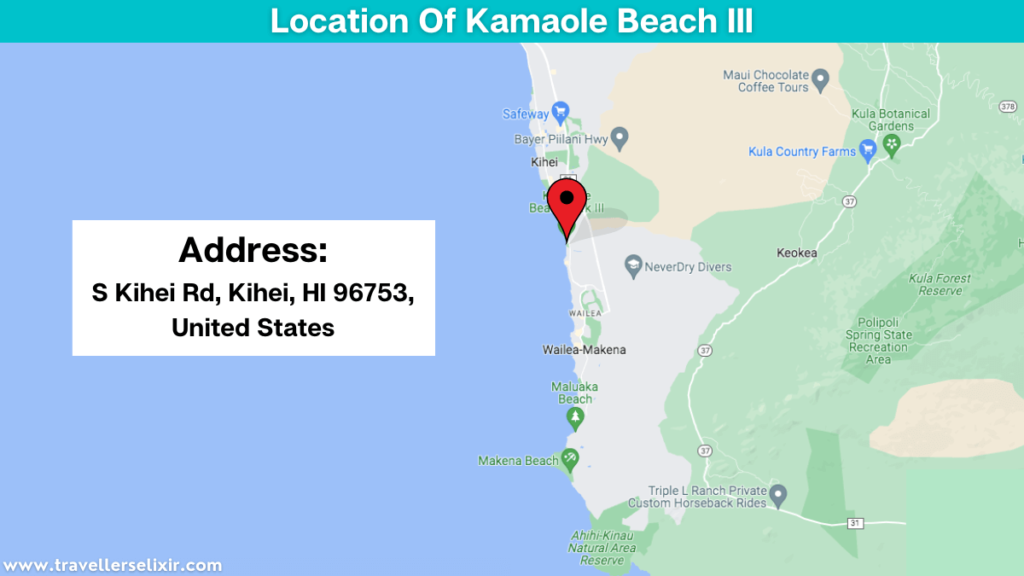Map showing the location of Kamaole Beach III.