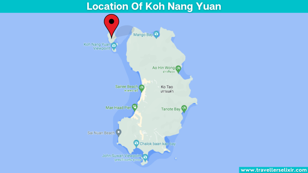 Map showing the location of Koh Nang Yuan.