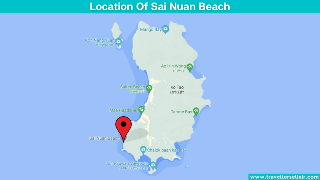 Map showing the location of Sai Nuan Beach.
