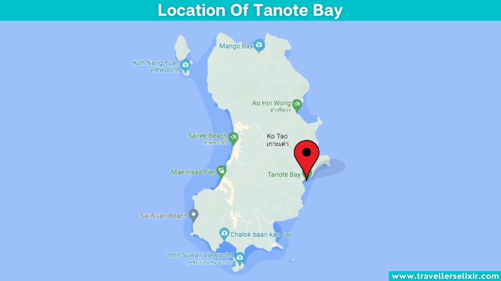 Map showing the location of Tanote Bay.