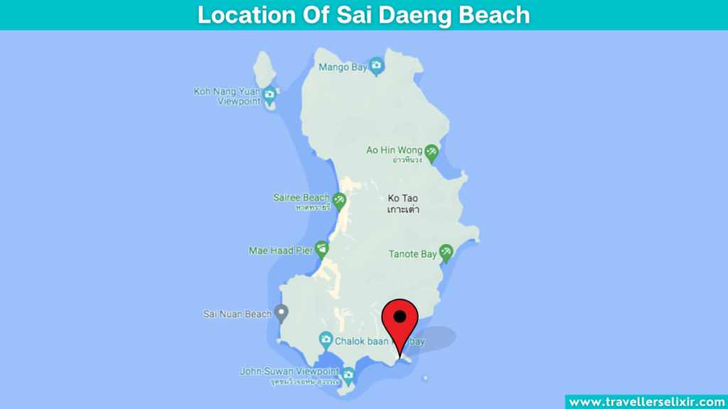 Map showing the location of Sai Daeng Beach.