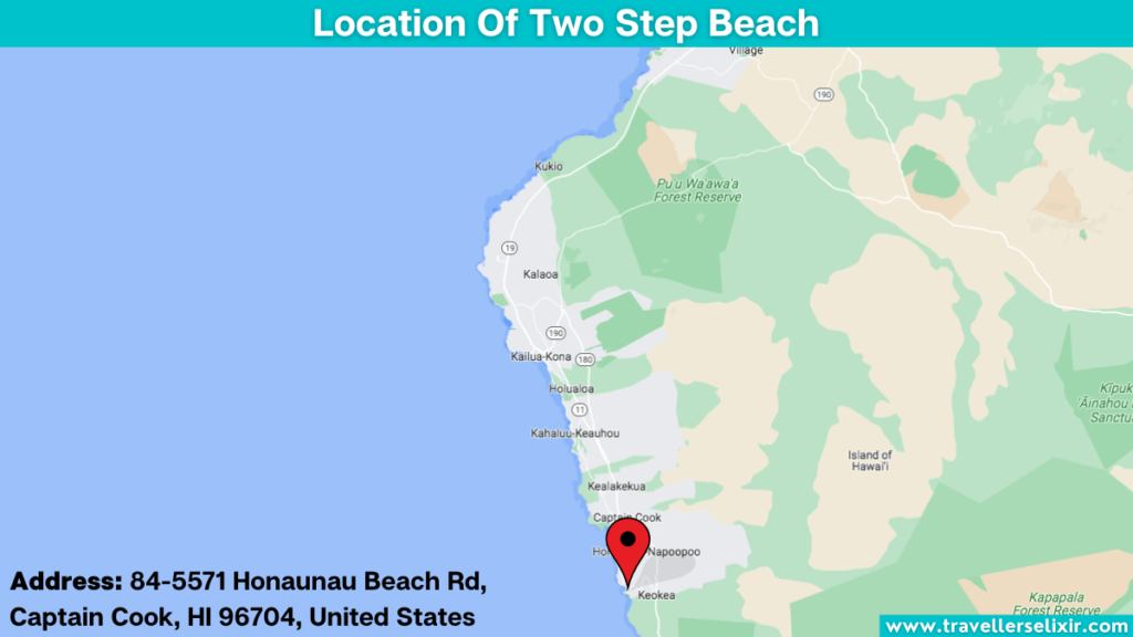 Map showing the location of Two Step Beach.