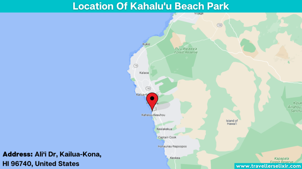 Map showing the location of Kahalu'u Beach Park.
