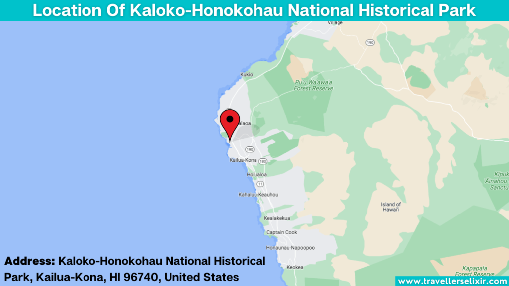 Map showing the location of Kaloko-Honokohau National Historical Park.