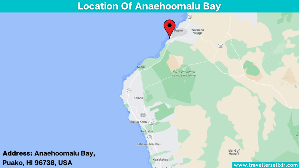 Map showing the location of Anaehoomalu Bay.