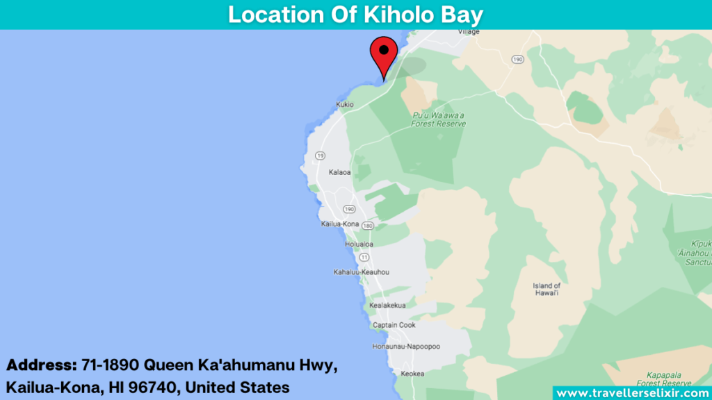 Map showing the location of Kiholo Bay.