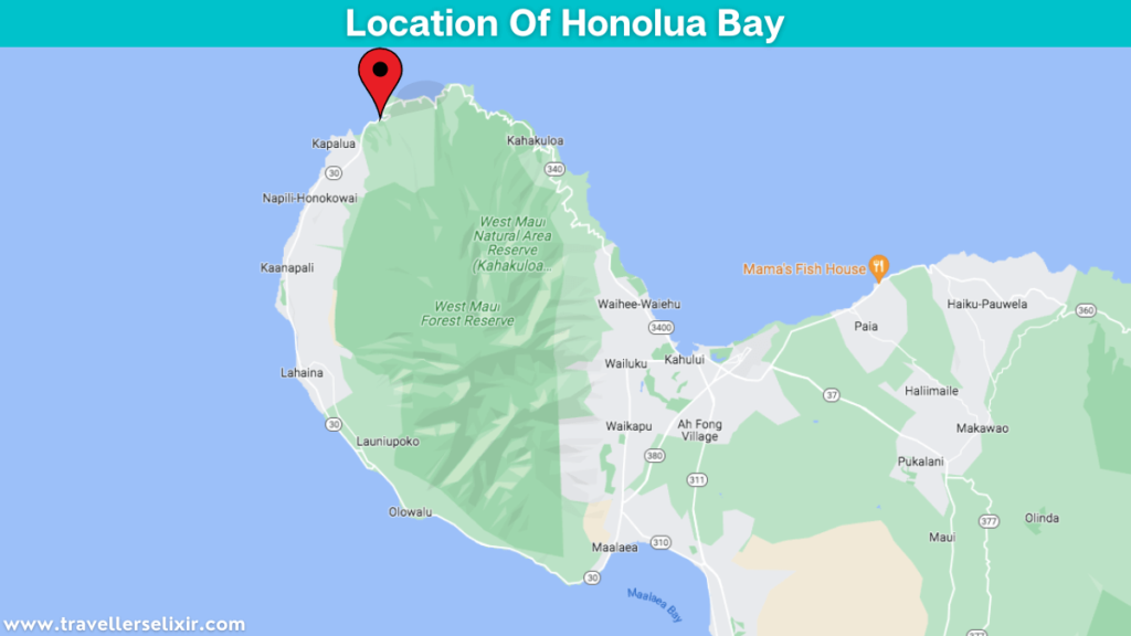 Map showing the location of Honolua Bay.