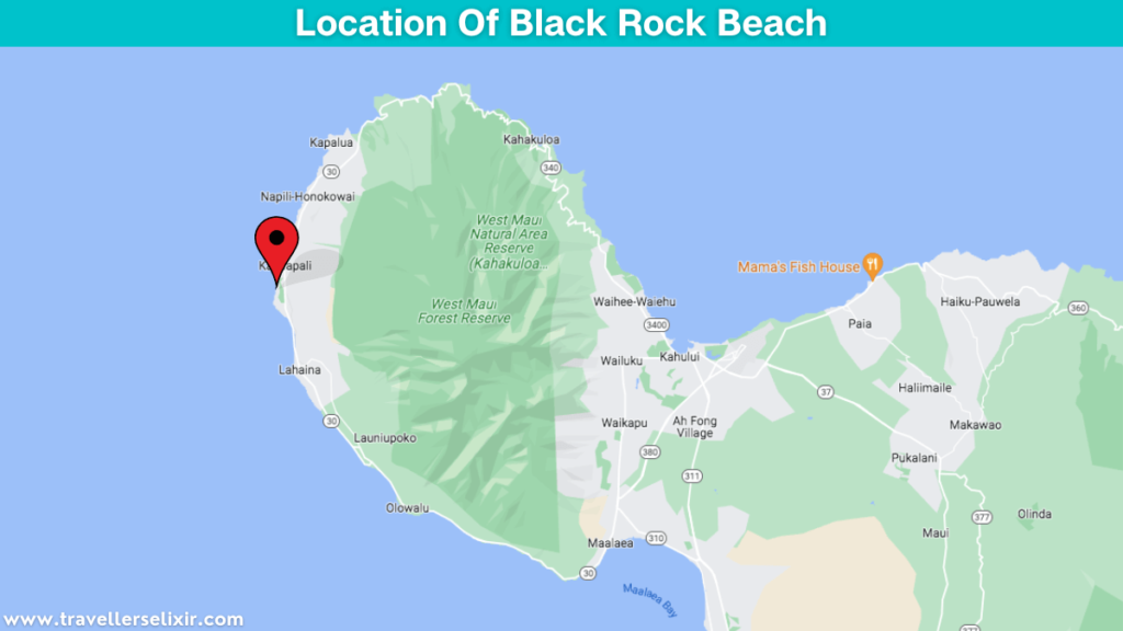 Map showing the location of Black Rock Beach.