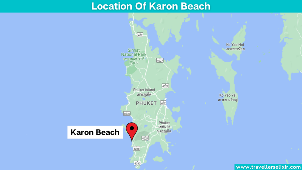 Map showing the location of Karon Beach.