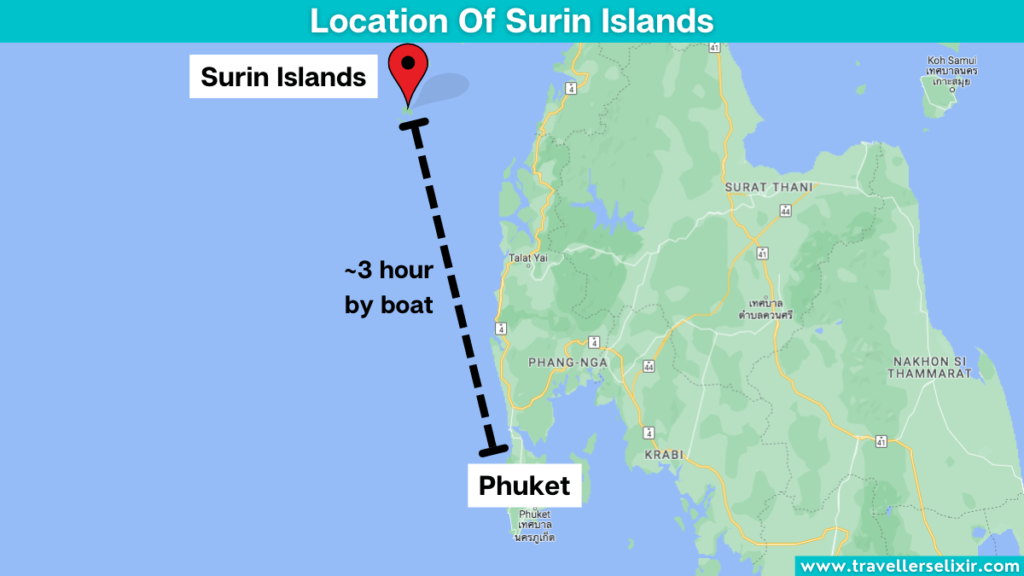 Map showing the location of the Surin Islands.