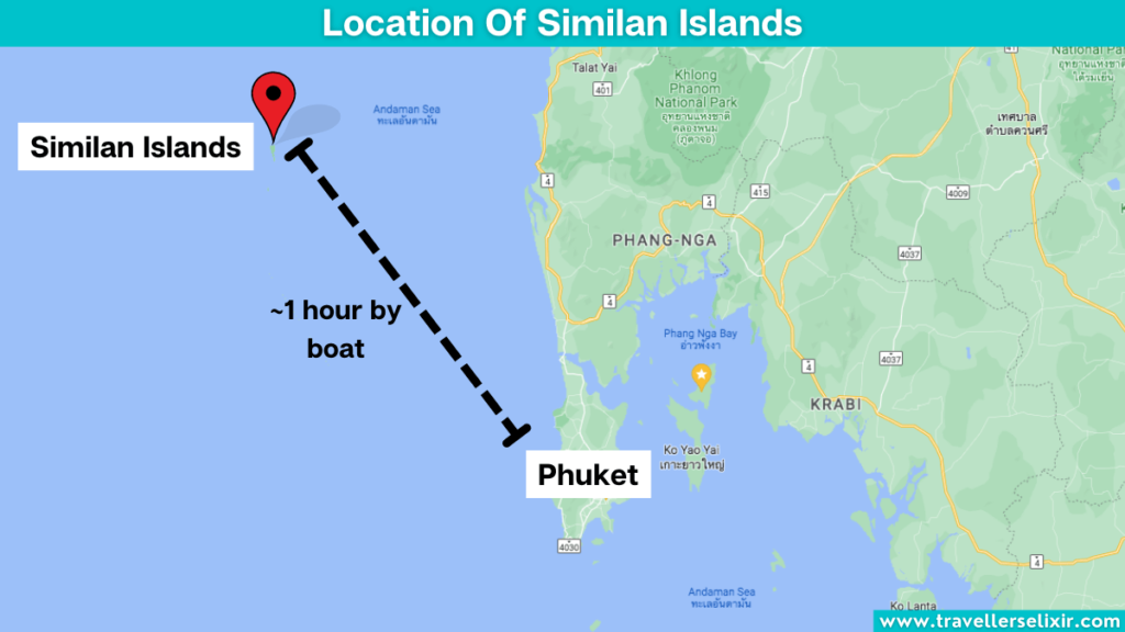 Map showing the location of the Similan Islands.