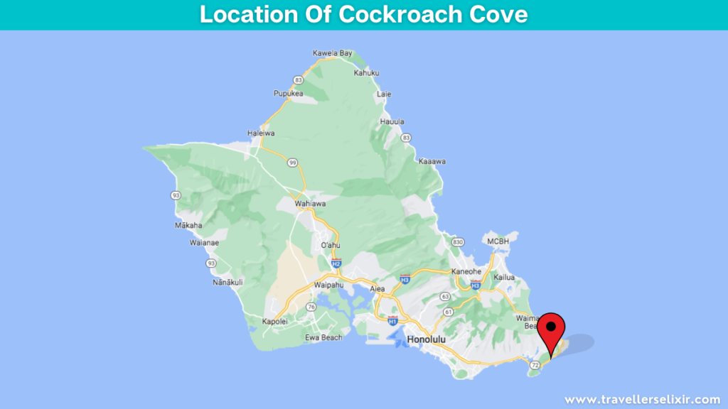 Map showing the location of Cockroach Cove.