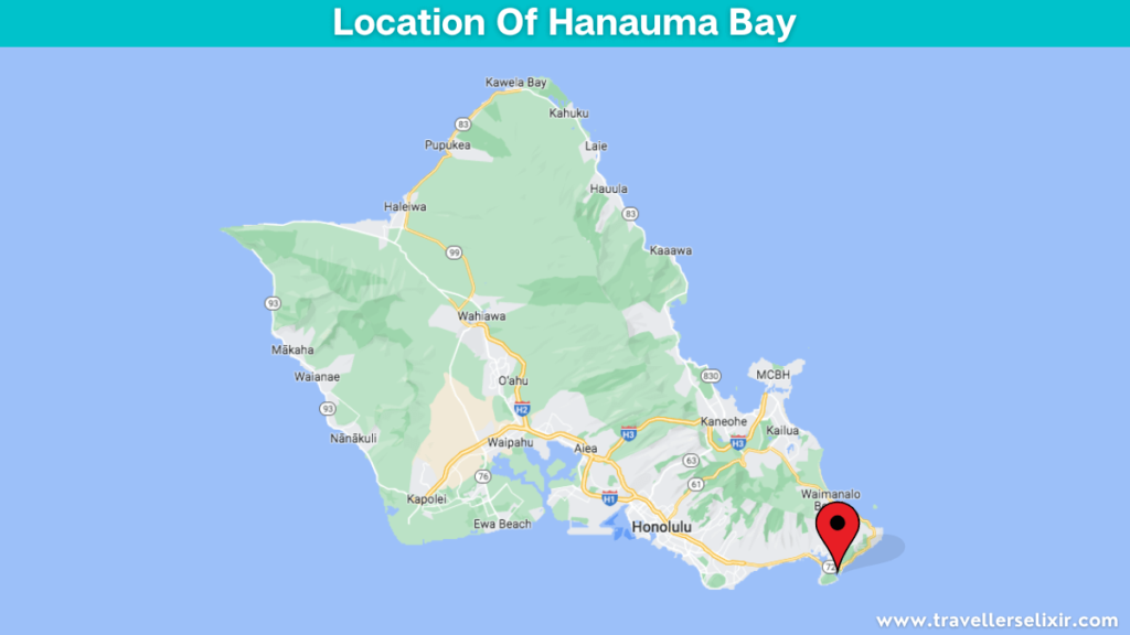 Map showing the location of Hanauma Bay.