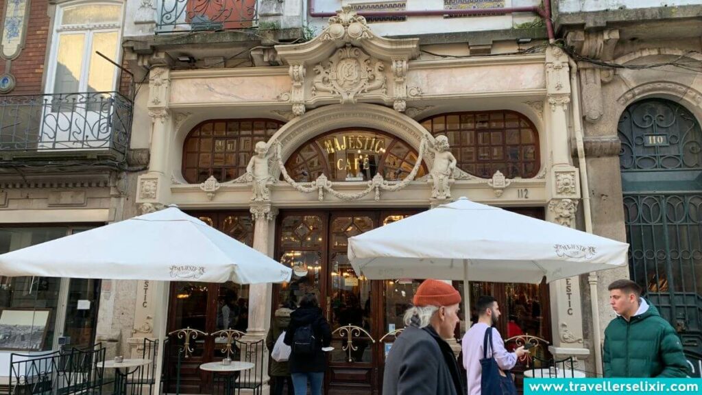 The outside of Majestic Cafe on Rua de Santa Catarina.