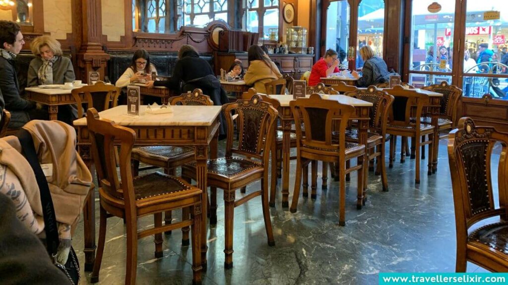 Empty tables at Majestic Cafe.