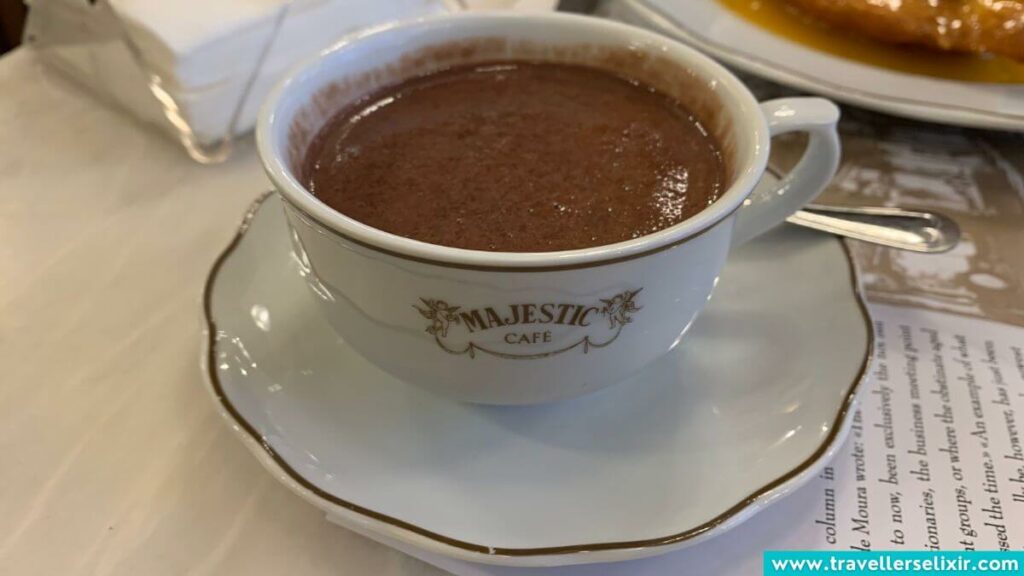 Hot chocolate at Majestic Cafe, Porto.