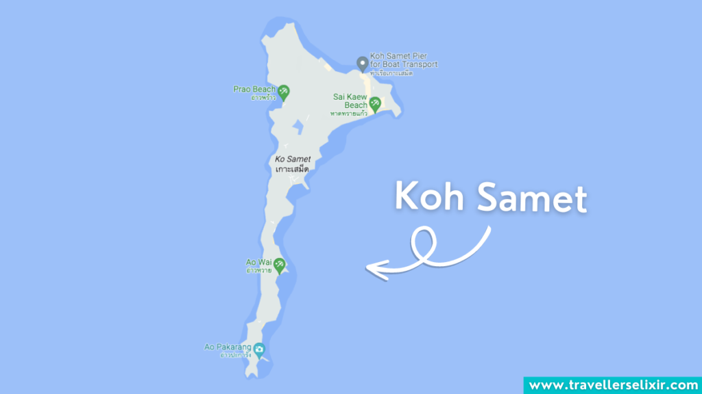 Map showing the shape of Koh Samet.