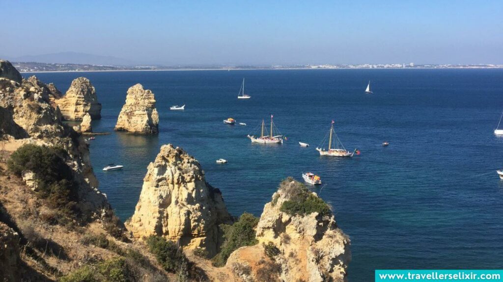 The view from the cliff tops at Ponta da Piedade in Lagos.