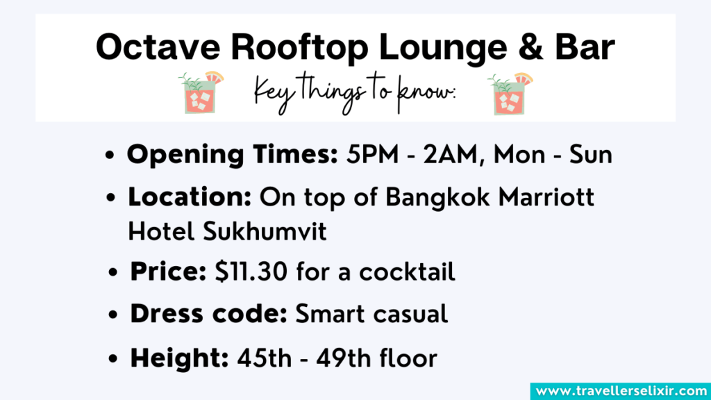 Key things to know about Octave Rooftop Lounge & Bar.