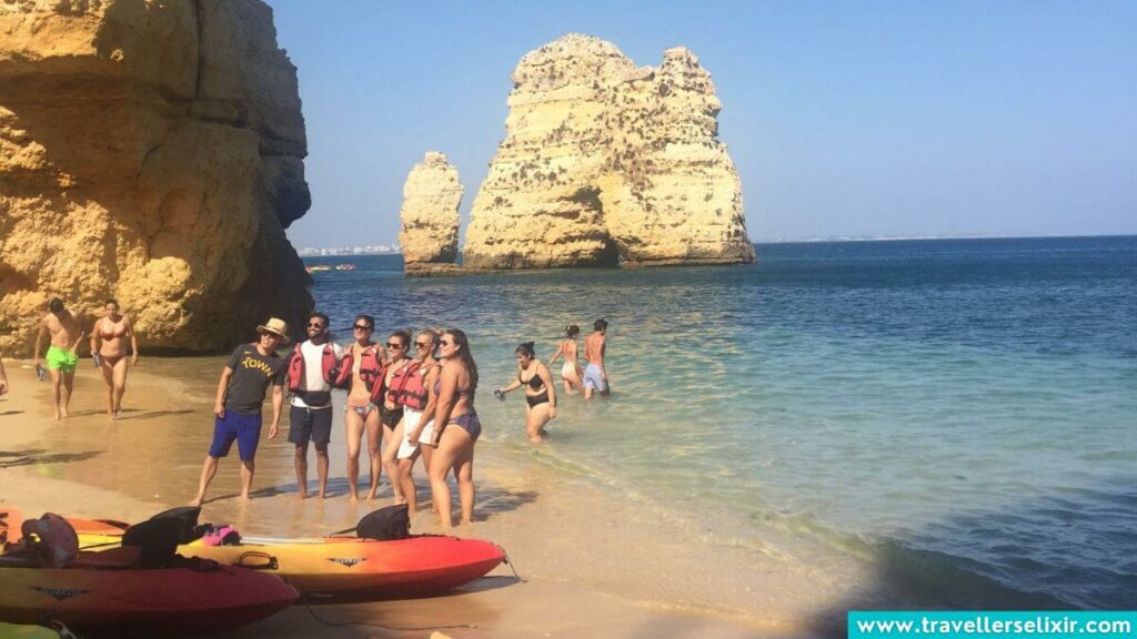 Hidden beach whilst kayaking around Ponte da Piedade.