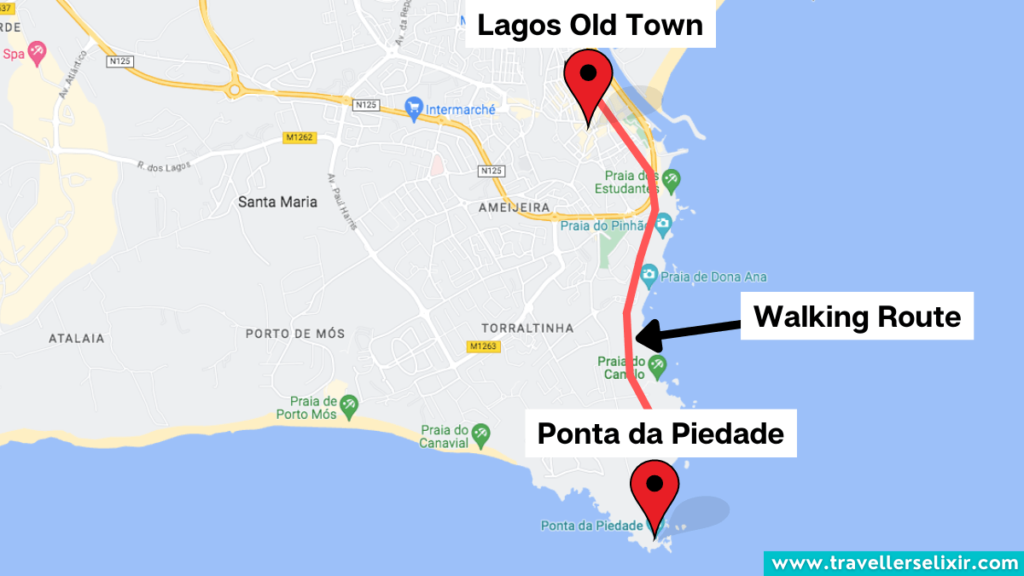 Ponta da Piedade Hike Map