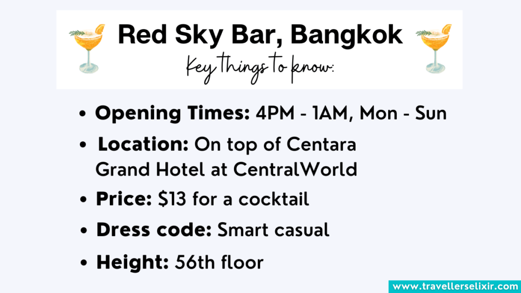 Key things to know about Red Sky Bar Bangkok.