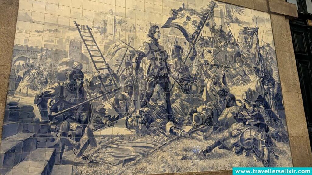 Close of up the tiles in São Bento Train Station.