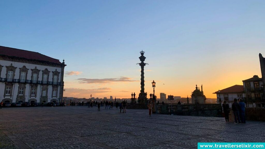 A photo of sunset from the Porto Cathedral.