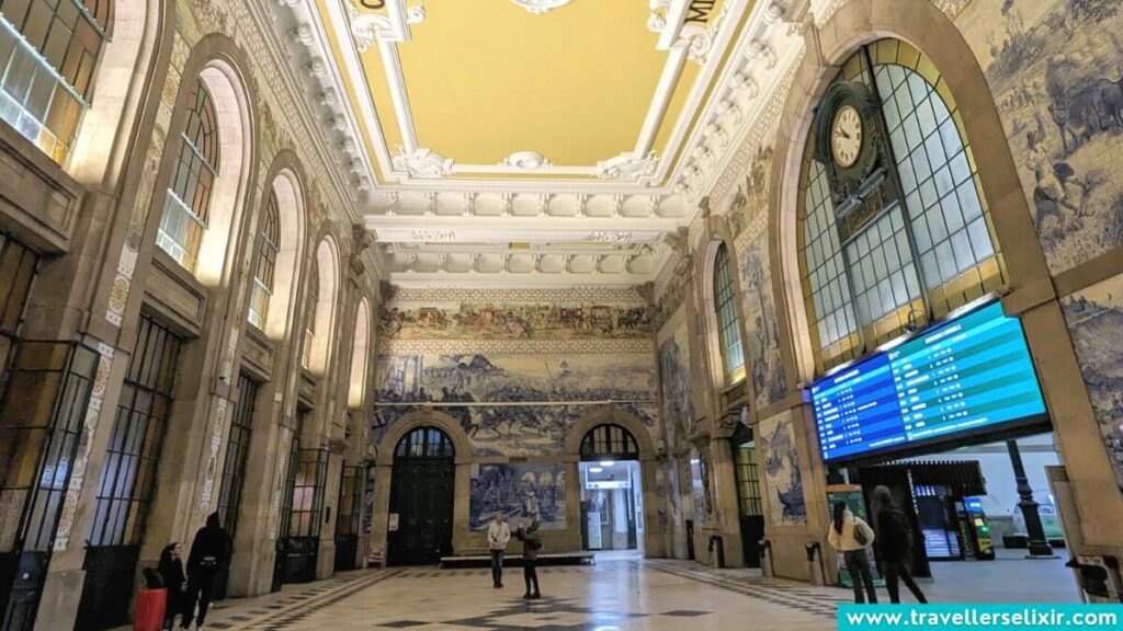 Interior of São Bento Train Station in Porto, Portugal.