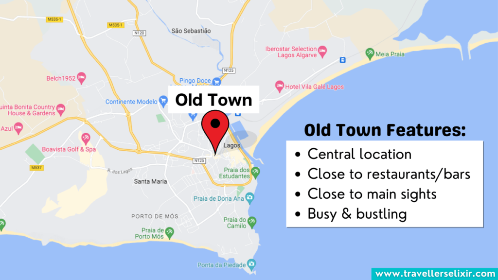 Map showing the location of Lagos Old Town.
