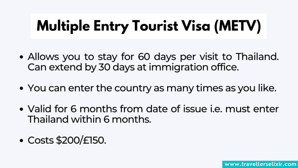 Overview of the multiple entry tourist visa for Thailand.