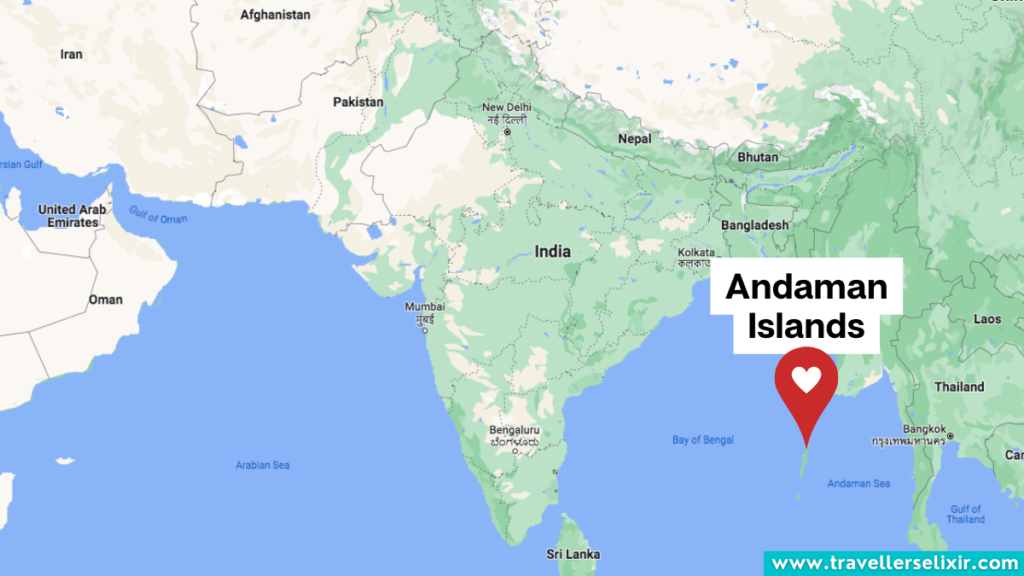 Map showing the location of the Andaman Islands in India.