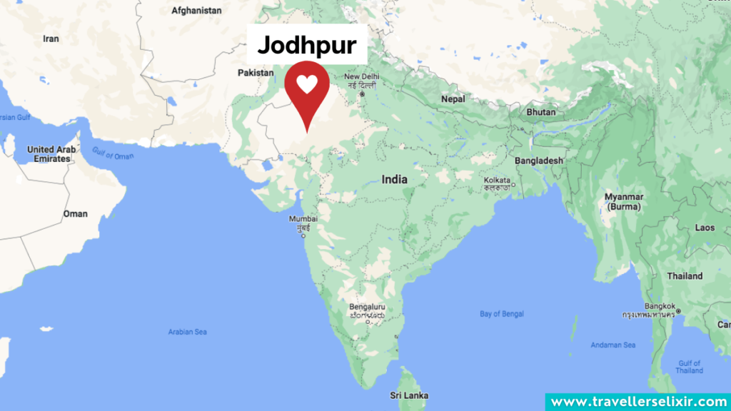 Map showing the location of Jodhpur in India.