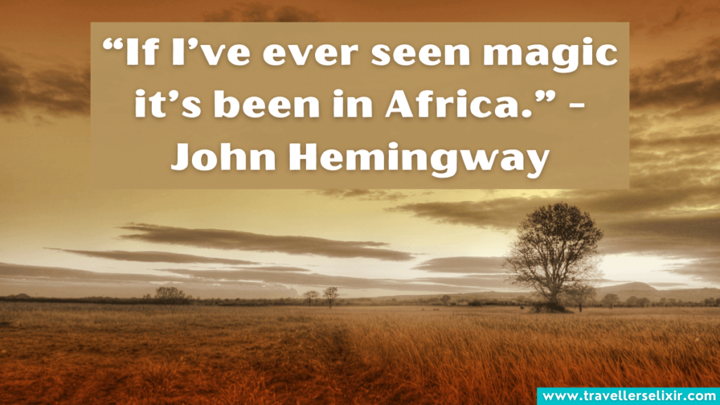 Safari quote - If I've ever seen magic, it's been in Africa.