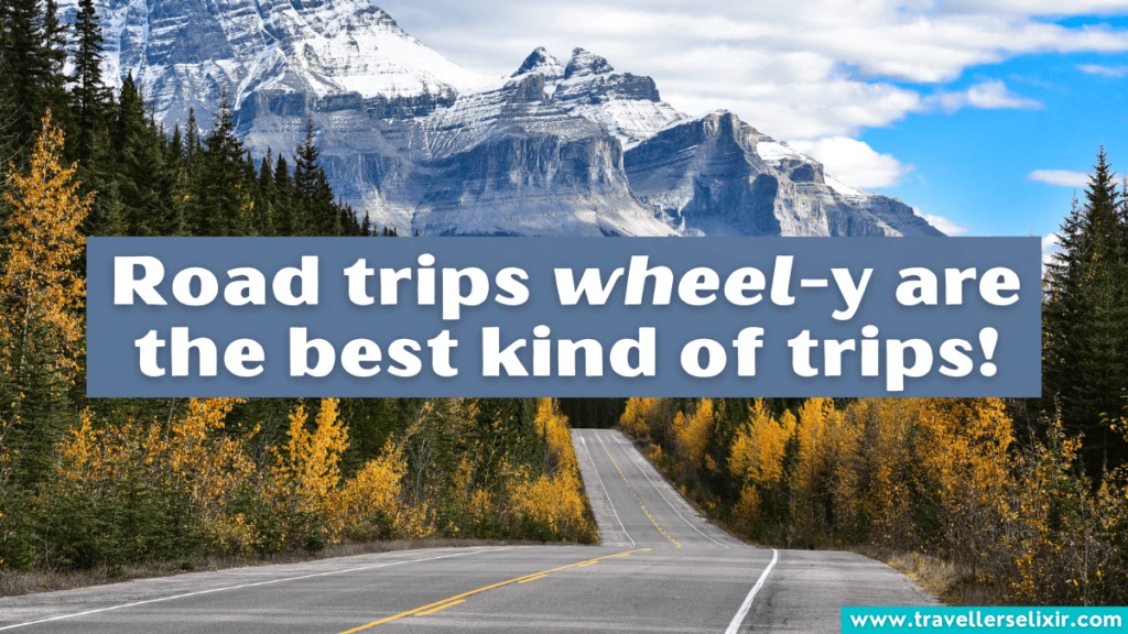 Funny road trip Instagram caption - Road trips wheel-y are the best kind of trips.