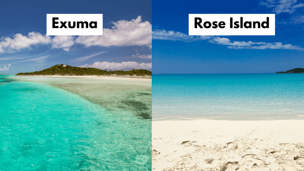 Difference between Exuma vs Rose Island.