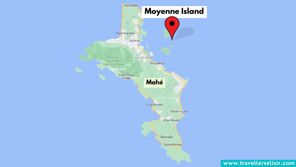Map showing location of Moyenne Island.