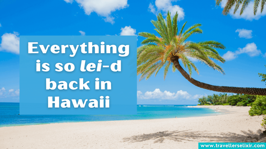Funny Hawaii pun - Everything is so lei-d back in Hawaii.