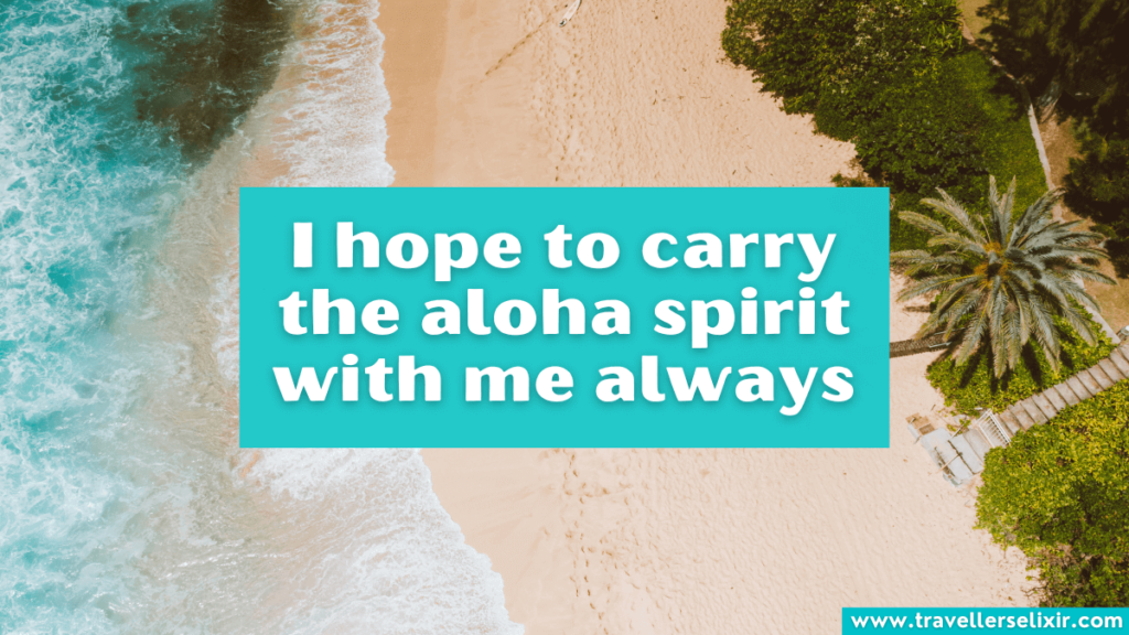 Beautiful Hawaii caption for Instagram - I hope to carry the aloha spirit with me always.
