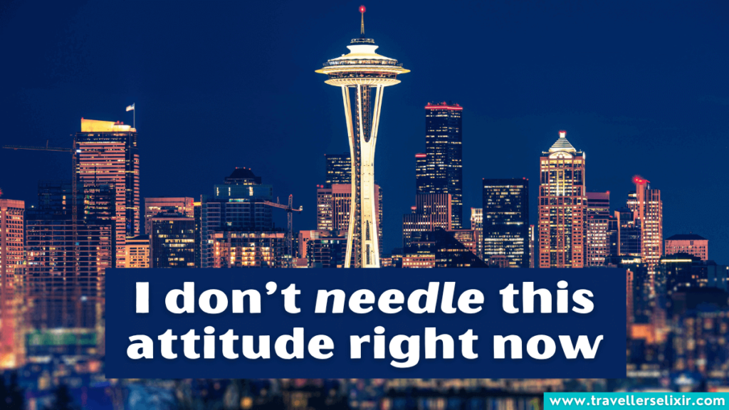 Funny Seattle pun - I don’t needle this attitude right now.