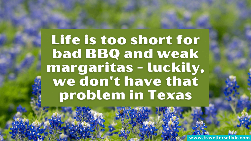 Funny Texas caption for Instagram - Life is too short for bad BBQ and weak margaritas - luckily, we don't have that problem in Texas.